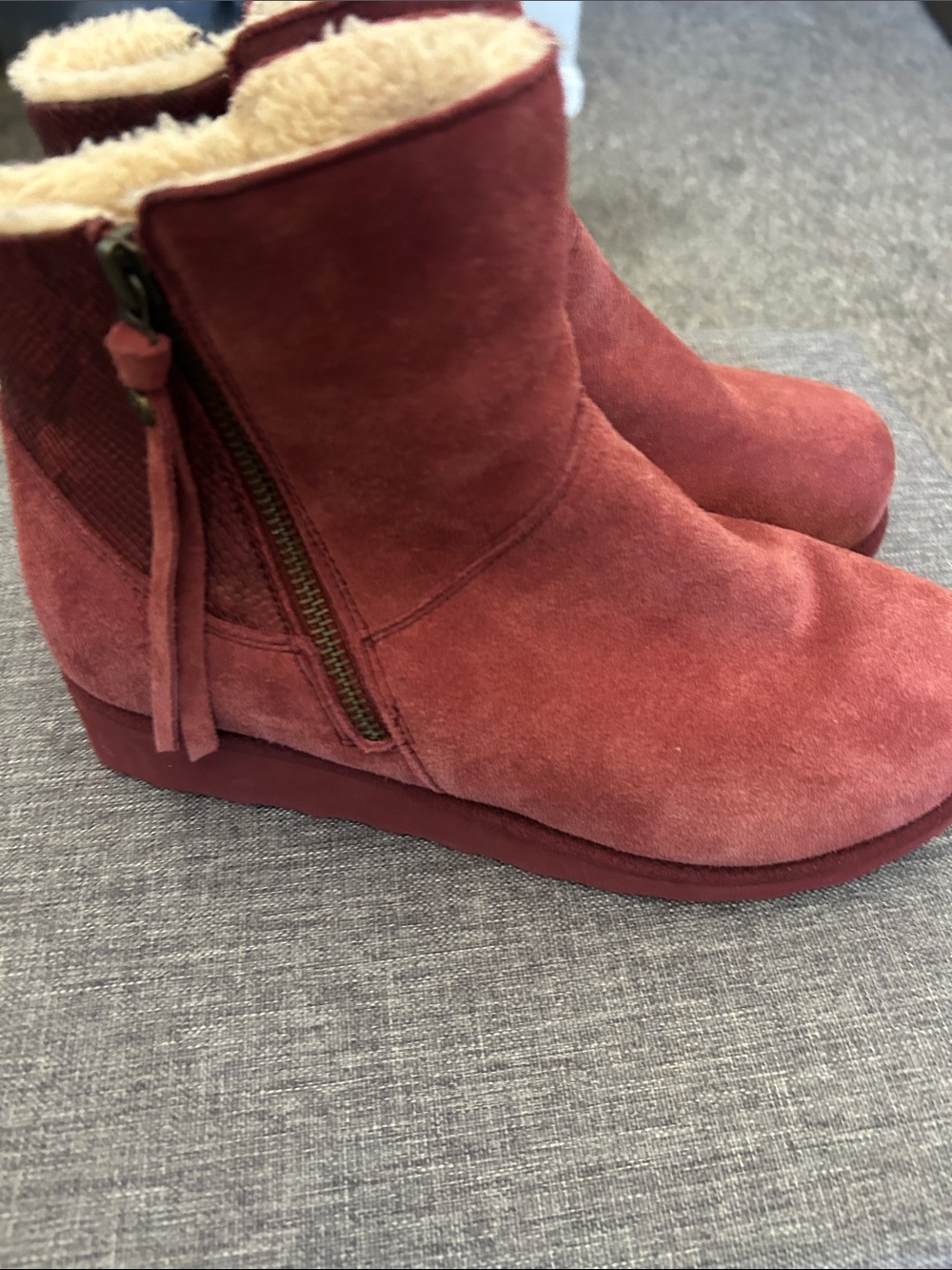 BearPaw Kids Suede Ankle Boots in Dusty Rose